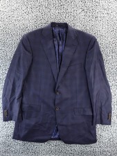Bespoke 44 L Loro Piana " 4 Seasons " Super 130's Navy Blue Double Windowpane