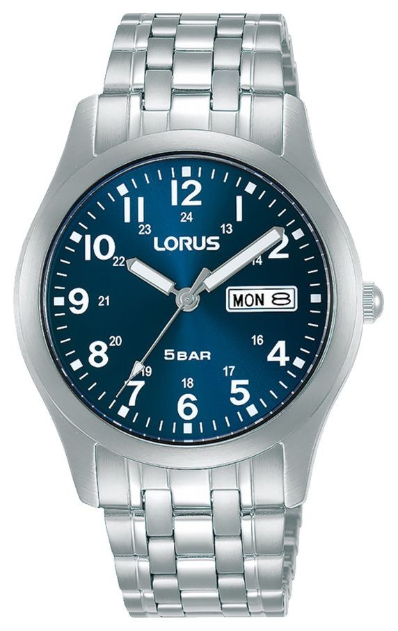 Lorus Classic Day/Date (38mm) Blue Sunray Dial / Stainless Steel RXN77DX9 Watch