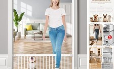 Dog Gate - 18"-45" Adjustable Extra Wide Metal Baby Gate to Step Over, 10"