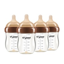 Thyseed Anti-Colic Glass Baby Bottle for Breastfed Infants, Natural Feeding, ...