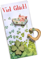 GlüCksbringer Geschenk Karte Viel GlüCk Mit Kleeblatt GlüCksschweinchen Und Hufe