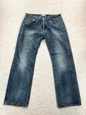 Levi's 501 Original Jeans Mens 36x32 Blue Denim Grunge Button Fly Straight Leg