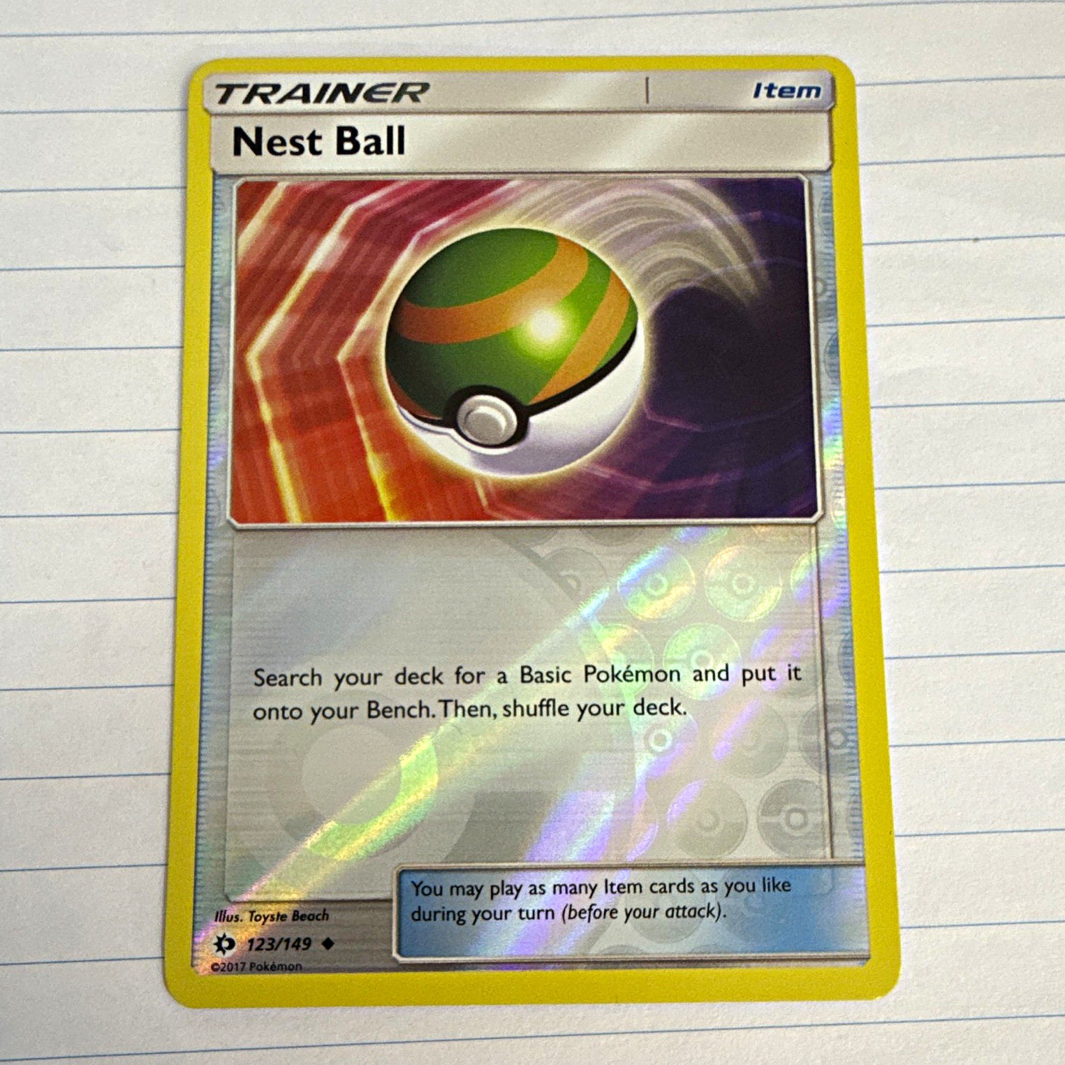 Pokemon TCG Nest Ball 123/149 SM Base Set Uncommon Reverse Holo Trainer-Item