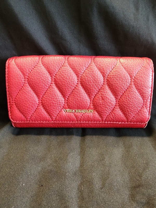 Vera Bradley Quilted Audrey Pebbled Leather Bifold Wallet, Pre-Owned- Good