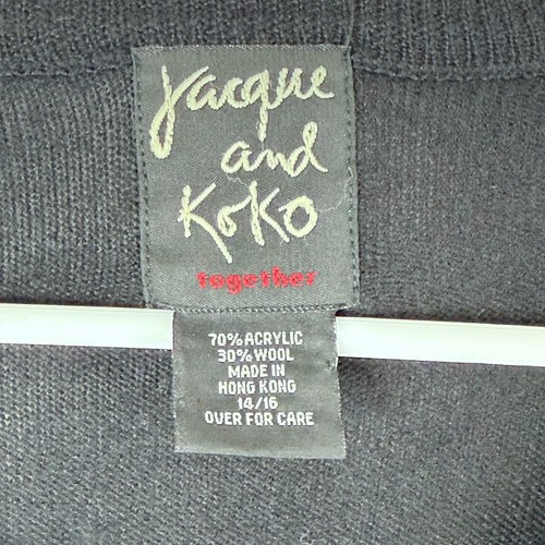 Jacque And Koko Together Wool Blend Cardigan Sweater Womens 14 / 16 Black - Picture 2 of 7