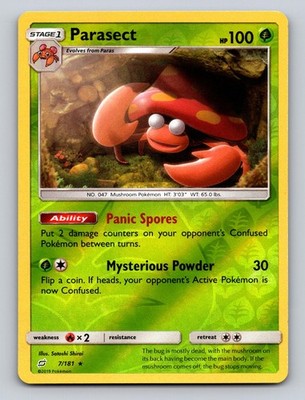 Parasect 7/181 Rare Team Up Pokemon Reverse Holo NM
