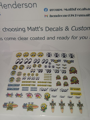 #ad 1 64 for hot wheels waterslide decals Moon Eye MADE IN THE USA $4.50