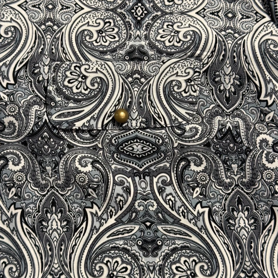 Blusa LAURA SCOTT Mujer-Negro y Gris Paisley Abotonada Manga Larga Ajustable-TALLA-2x Foto 4 de 4