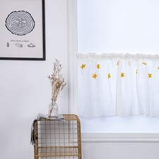 .Kitchen Tiers Cabinet Embroidery Curtain Short Curtain Half Window