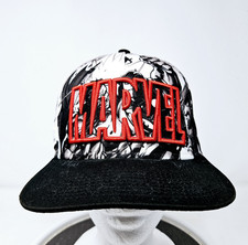 Marvel Avengers Hat Mens Gray Red Script Embroidered Snap Back All Over Print