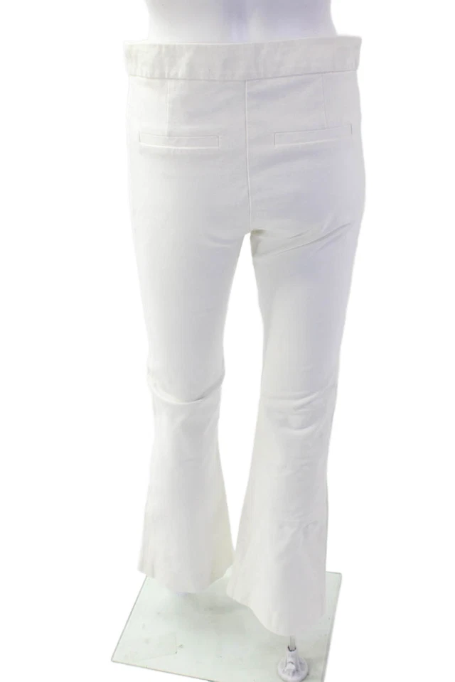 Pantalones Derek Lam 10 Crosby para mujer tiro alto acampanados blanco algodón talla 6 Foto 3 de 4