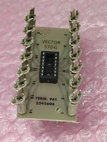 Vintage Vector Electronic 570-G  Solderless DIP-14 Socket  Adapter ~
