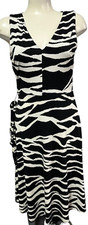 H&M Women's Dress Size S Zebra Hipster Hippie Chic Glam Tie Belt Maxi Animal