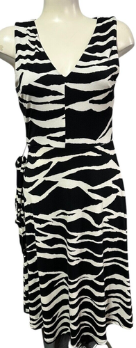 H&M Women's Dress Size S Zebra Hipster Hippie Chic Glam Tie Belt Maxi Animal