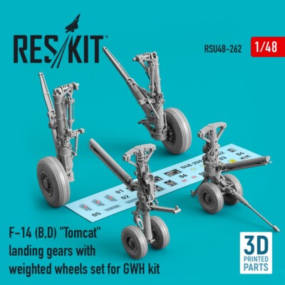 1/48 ResKit RSU48-0262 F-14 (B,D) ''Tomcat'' landing gears with weighted wheels se