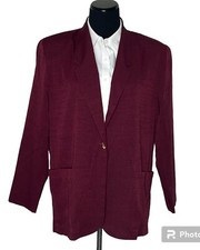 Women's Maroon Blazer Jacket Size 10P Lightweight Career Wear