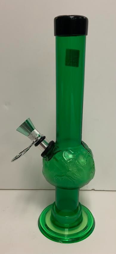 8" ACRYLIC PLASTIC ALIEN HEAD BUBBLE HOOKAH WATER PIPE BONG PULL CARB GREEN 1"M