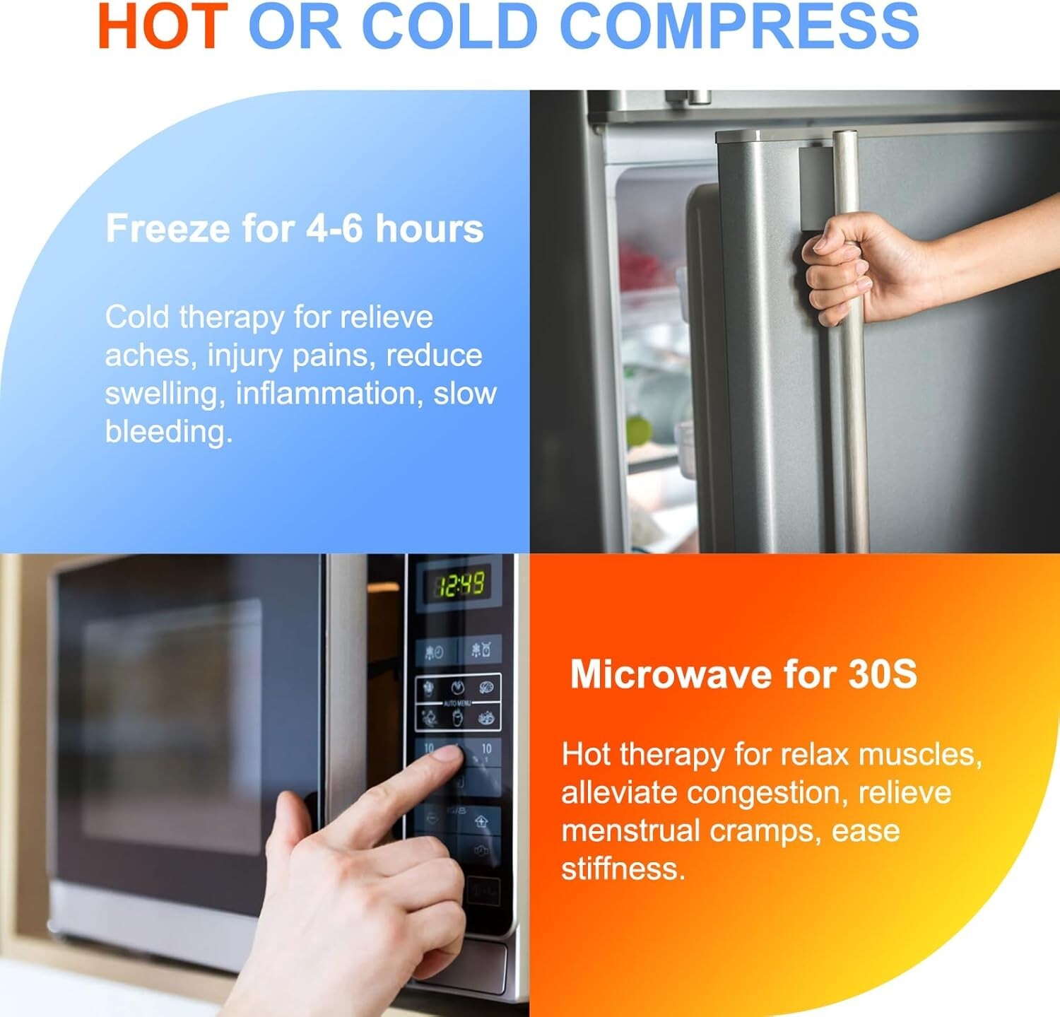 Gel Ice Packs for Injuries Reusable 4 Pack Hot Cold Soft Flexible Ice Packs