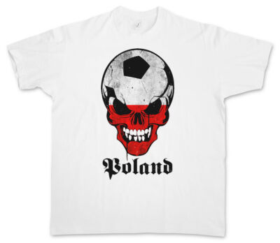 CLASSIC POLAND FOOTBALL SOCCER SKULL FLAG T-SHIRT - polish Fan Hooligan Banner