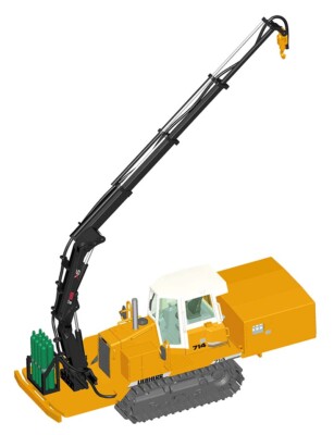 NZG 855 Liebherr SR 714 Welding Tractor w/HIAB Crane Arm 1/50 Die