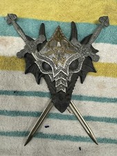 Medieval Dragon Wall Crest Wall Decor Plaque with Two Sword Letter Openers