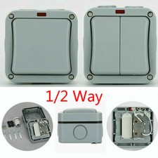 1/2 Way Wall Single Double Light Switch External Garden Waterproof Outdoor IP66