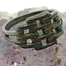 Vintage Sterling Silver Linked Design Ring Size 5.5