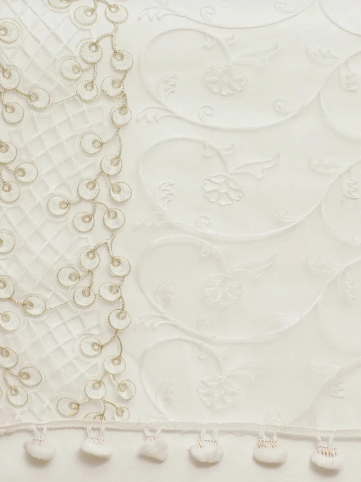 Sciarpa di seta Chanderi con stola indiana Dupatta ricamata stampata abbiglia... - Immagine 2 di 2