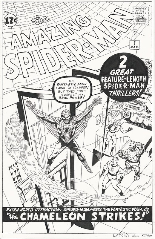 AMAZING SPIDER-MAN 1 Cover Recreation Original art OA Spiderman spider man