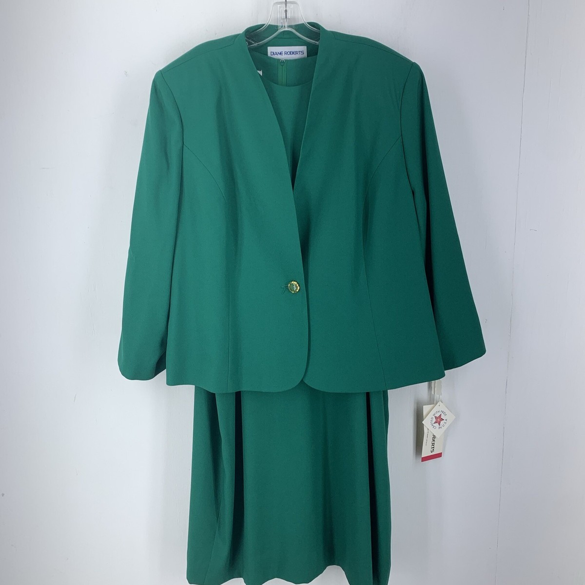 Diane Roberts 22H 22 Dress Jacket Vintage Modest Kelly Green Fully