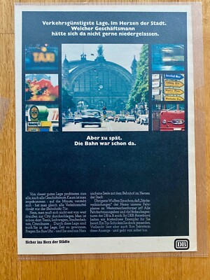 DB Bahn Sicher ins Herz der Städte Bahnhof FFM 1966 Vintage Ad Werbung Reklame
