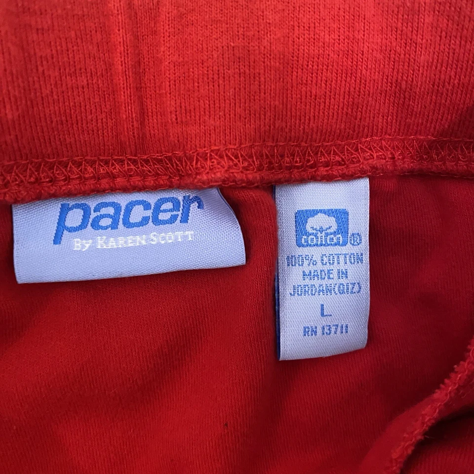 Pacer By Karen Scott Sport Red Baggy Fleece Drawstring Sweatpants Size Large - Image 3 of 3