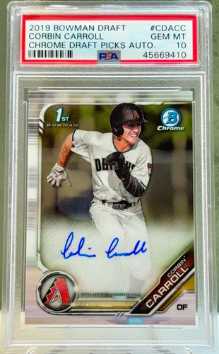 CORBIN CARROLL 2019 BOWMAN DRAFT 1ST BOWMAN CHROME AUTO #CDACC PSA 10 GEM MINT