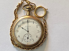 Beautiful Vintage Gold Filled ELGIN Wind Up Pocket Watch 15 Jewels 1910's