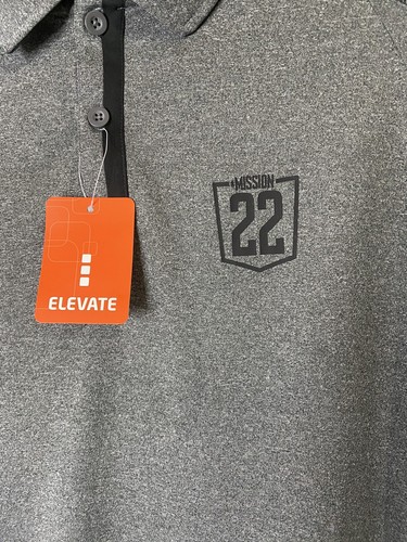 Polo da golf ELEVATE Heather Gray Mission 22 supporto veterano TG M NUOVA - Foto 3 di 15