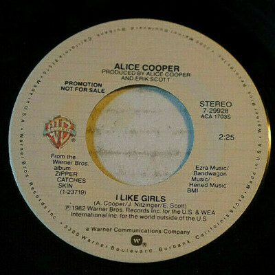 Alice Cooper I Like Girls 7'' Promotional Record Single 45 Rpm 1982 Near Mint Oop