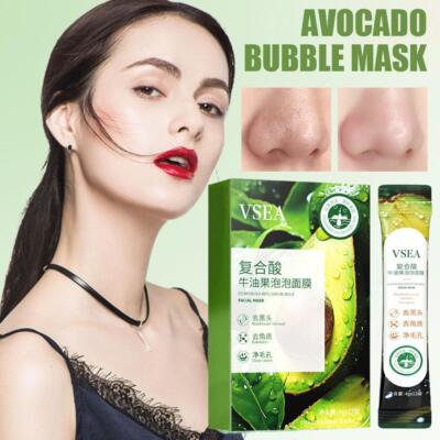 Avocado Bubble Mask Acid Skin Cleansing Bubble Facial Foam Mask Anti-Aging  N2O9