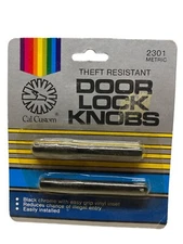 2 Vintage CAL CUSTOM BLACK DOOR LOCK METAL KNOBS FORD/MOPAR THEFT RESISTANT 2301