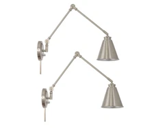 NOB 2pc Kira Home Ellis 18" Swing Arm Wall Lamp w/Adjustable Head Mount Nickel