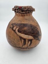 Janis Kobe Handpainted Gourd Art Hawkeye Hawk Bird Gourd Decor Folk Art