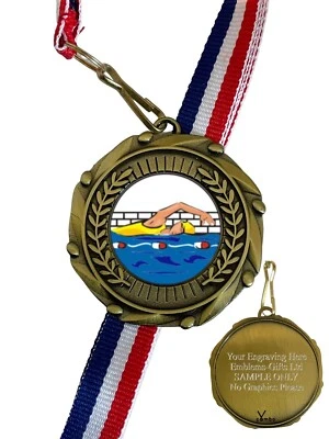 EMBLEMS GIFTS LTD Schwimmen 45 mm Kombi Medaille & Band graviert gratis