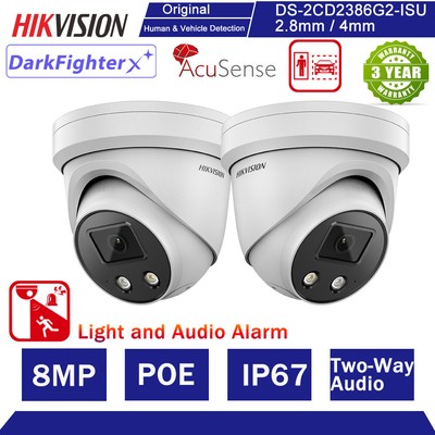 Hikvision 2.8/4mm 4K 8MP AcuSense DarkFighter IP Camera POE MIC DS-2CD2386G2-ISU