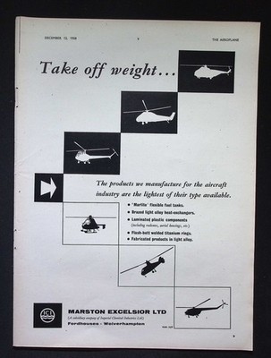 Original 1958 Werbung Marston Excelsior Leichtflugzeug Komponenten