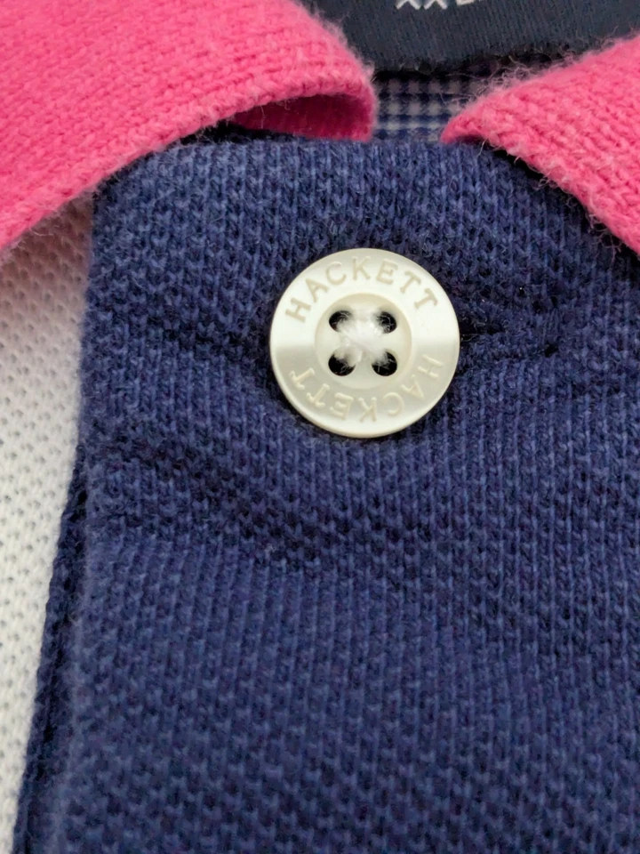 Hackett tailored fit Mens XXL multicolor short sleeve polo embroidered logo - Imagen 4 de 4