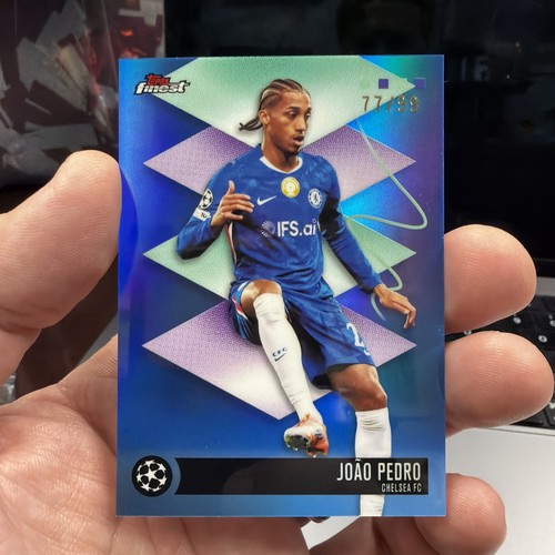 2025-26 Topps Finest UEFA Joao Pedro #496 Rare Blue Refractor /99 COLOR MATCH
