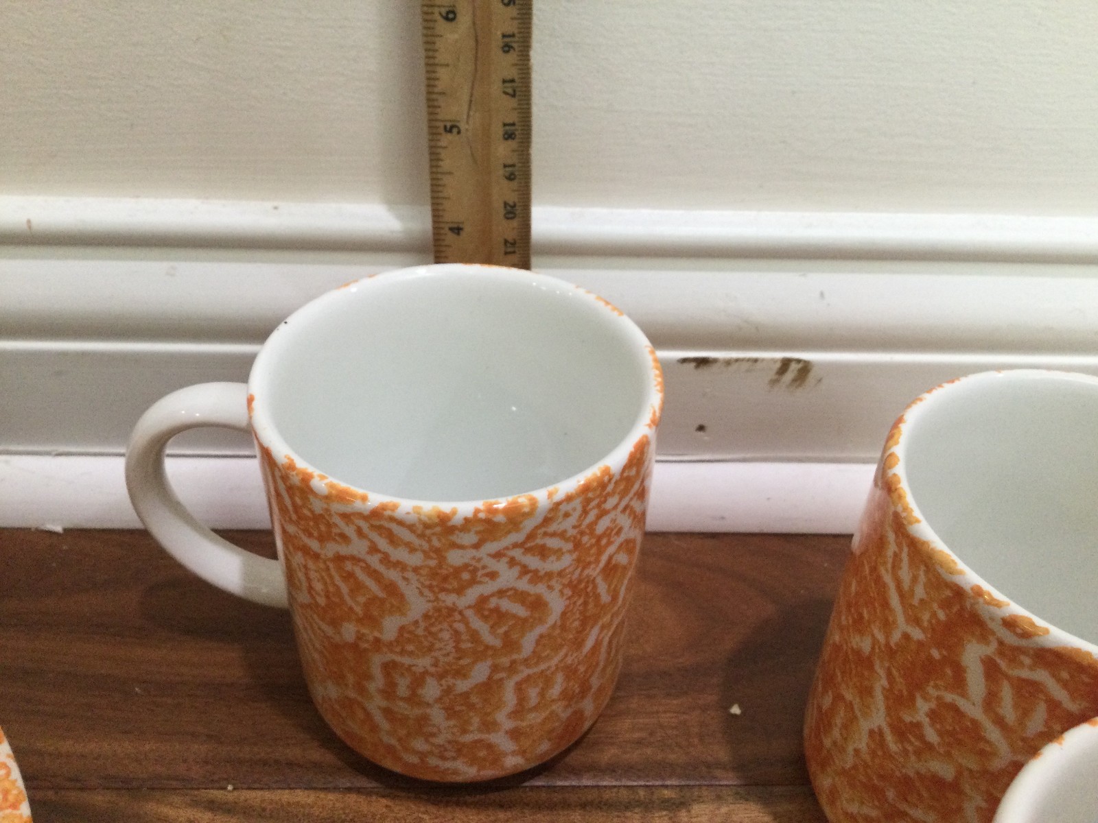 12pc  Tre Ci Italy orange BATIK service for 4 cup plates pasta bowls exc