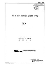 NIKON AF Micro Nikkor 200mm f4D Lens Service Repair Manual PDF READ