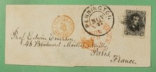 DR WHO 1866 #77 12C PENNINGTON NJ TO FRANCE R59689