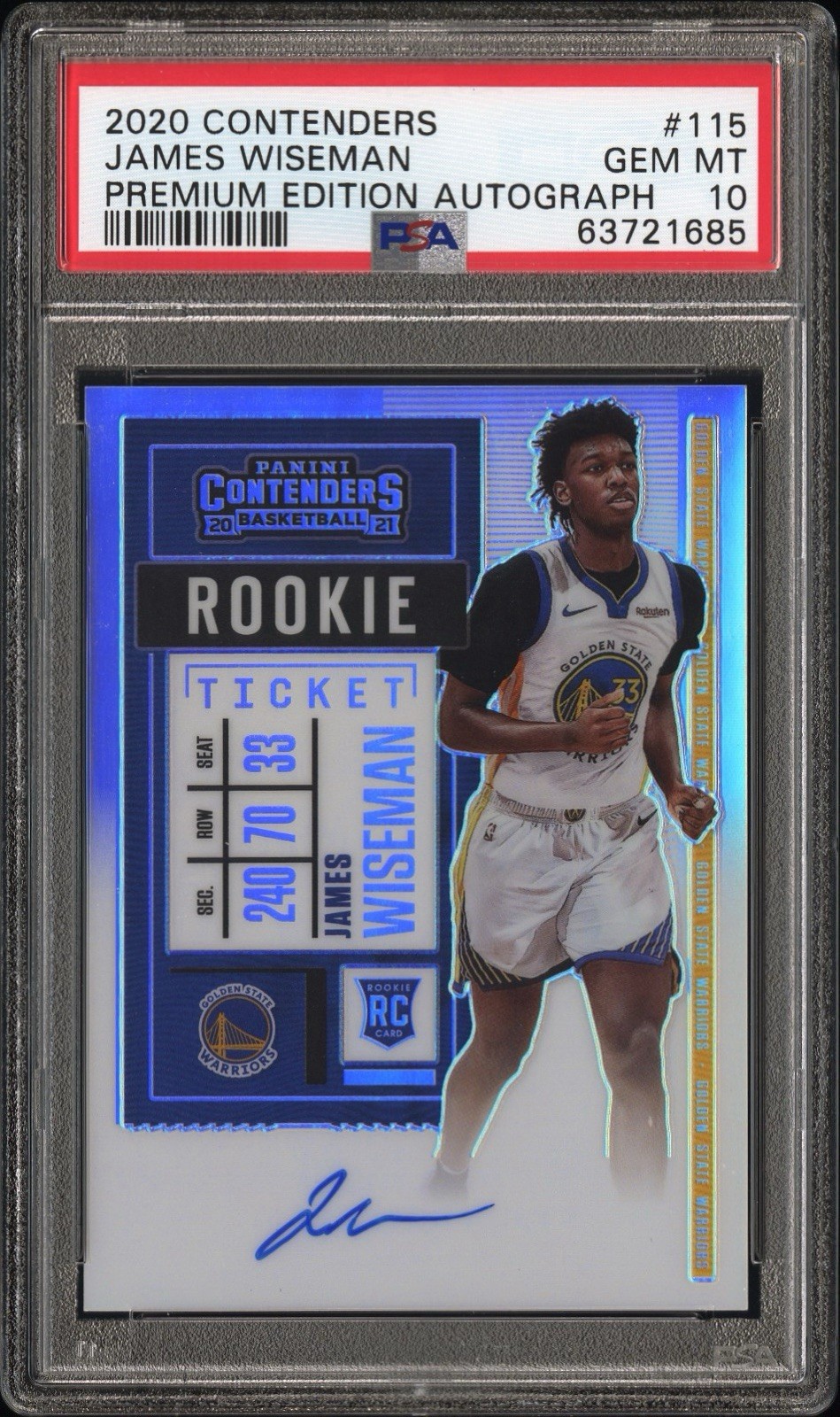 2020 Contenders #115 James Wiseman Premium Edition Auto PSA 10 RC