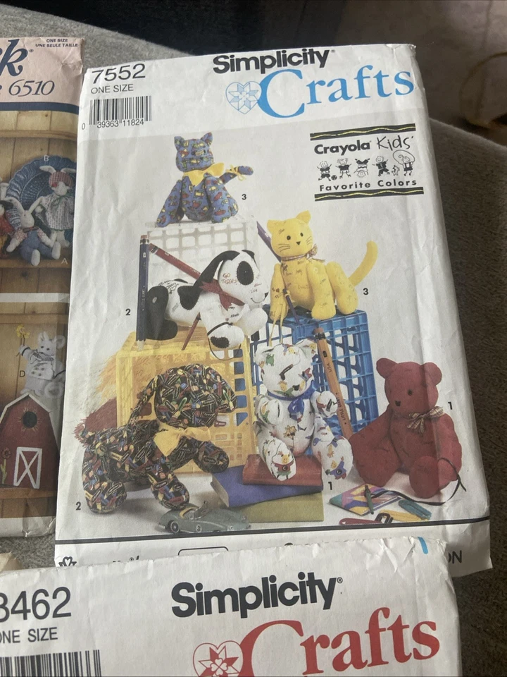 Simplicity Butterick Mccalls Craft Pattern Lot of 4 Bears, Cats, Dogs, Ducks Cow - Image 4 of 4